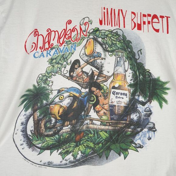 Vintage Jimmy Buffett Shirt Mens XL Giant Tag Double Sided Chameleon Caravan 90s - Picture 6 of 16